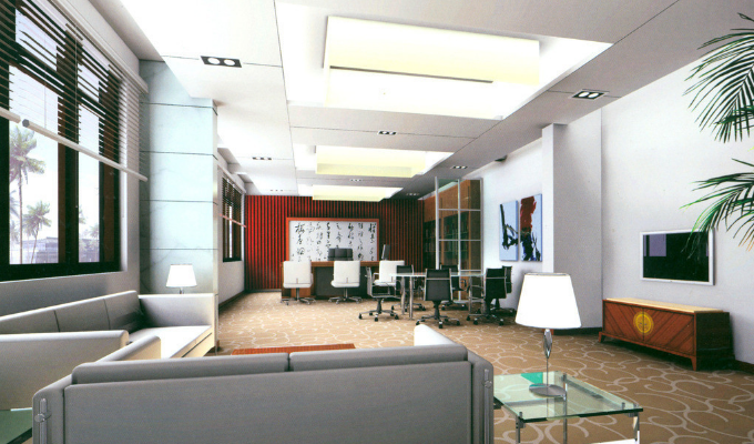 彩繪玻璃吊頂:上海辦公室裝修設(shè)計(jì)的優(yōu)雅之選